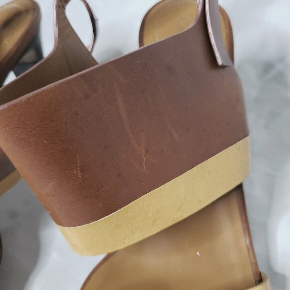CHLOE Women's Brown & Camel Leather Ankle Strap Buckle Sandal Heels Size 6/37 - Picture 15 of 16